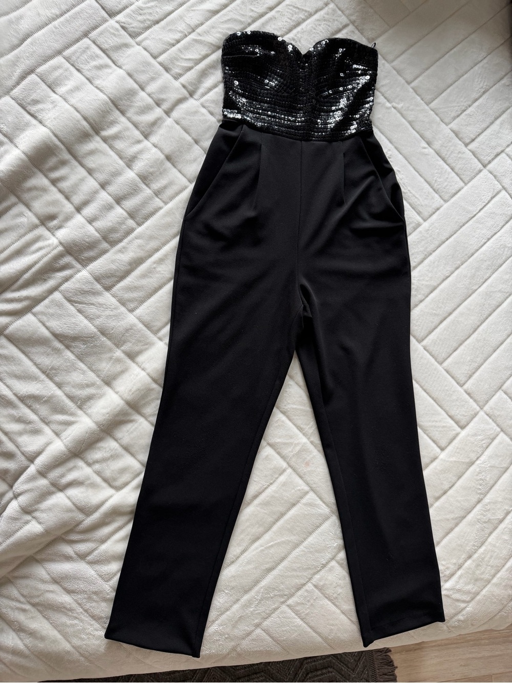 Express Black High-Waist Tapered jumpsuit
